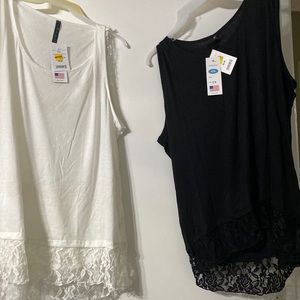 White and black sleeveless tank shirts